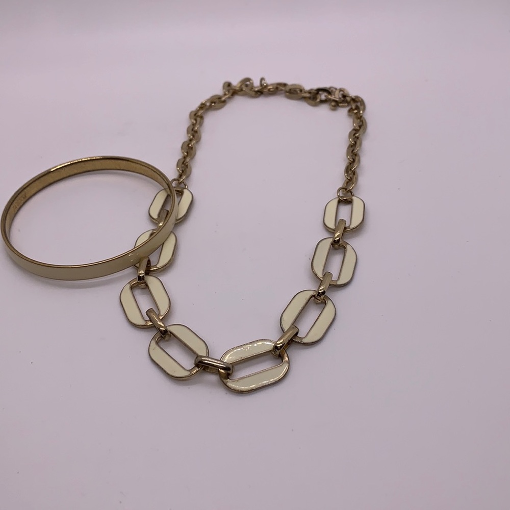 Vintage Cream and Gold Necklace VTG J Crew Bangle